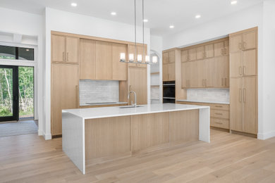 Example of a trendy kitchen design in Edmonton