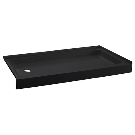 Voltaire 60"x32" Acrylic Black, Single-Threshold, Left-Hand Drain, Shower Base