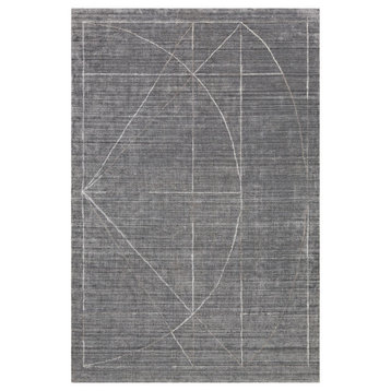 Costilla, Gray Hand Knotted 9x13 Area Rug