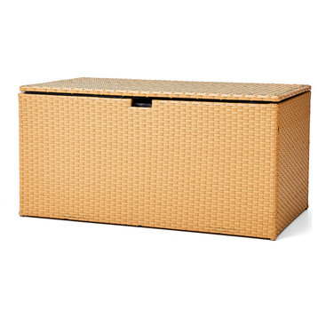 Outdoor Patio Oversized All-Weather Wicker Natural Yellow Storage Trunk