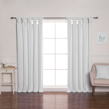 BANDTAB -Thermal Insulated Blackout Knotted Tab Curtain Set, Vapor, 52" W X 96"