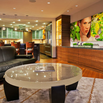 Family Room featuring Large Vibrant Painting