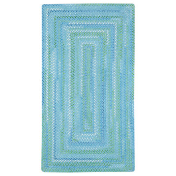 Capel Waterway Blue 0470_400 Braided Rugs - 27" X 9' Runner Concentric Rectangle