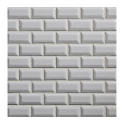 Dimensional Ceramic - Beveled Mini Brick 1" x 2" Mosaic White - Matte - Tile