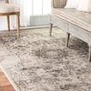 Faded Crowned Rosette Area Rug, Ivory, 5'x8'
