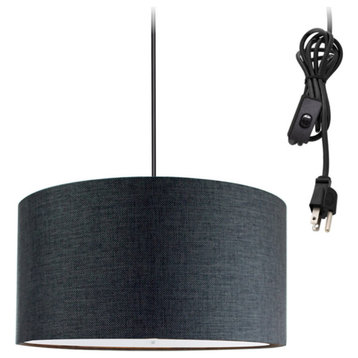 2 Light Swag Plug-In Pendant 16"w Granite Gray with Diffuser, Black Cord