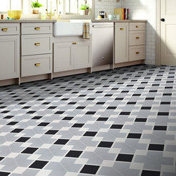 Moroccan Mosaic & Tile House - 8"x8" Massa Handmade Cement Tile, Gray/White/Black, Set of 12 - Wall And Floor Tile