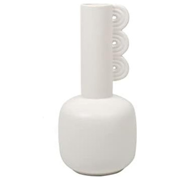 Ceramic Flower & Plant Vase, 4.72"L x 10.24"H x 4.72"W, White