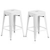 Vogue Metals Backless Metal Stools, Set of 2, Full Assembled, White, 24"