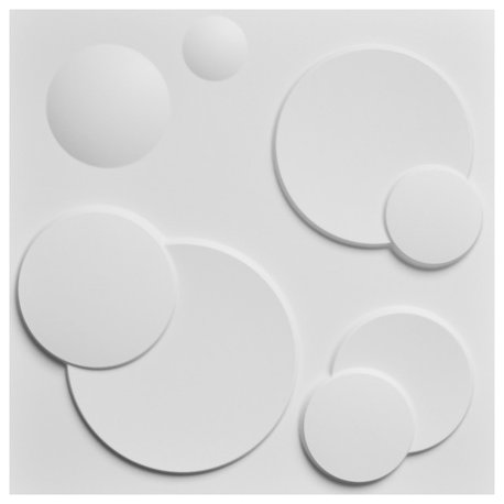 19.7" x 19.7" Art3d Decorative PVC 3D Wall Panels, White Ring, Set of 12