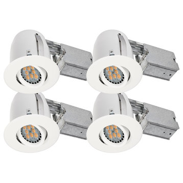 4" White Recessed LED Lighting Kits With GU10 Bulb Included, 4-Pack