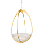 Hudson Valley Lighting - Lloyd Large 1-Light Pendant Aged Brass - A floating work of art, Lloyd features a perfect piece of white alabaster resting within an airy and delicate cage. Light fills the alabaster bowl with a warm glow, casts upward through the open teardrop shape, and softly reflects off the metalwork for an overall effect that is both functional and tranquil. Available as a wall sconce or a pendant in two sizes with 2 gorgeous finishes, Lloyd is sure to fill the void in any space with a serene beauty.