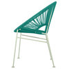 Concha Indoor/Outdoor Handmade Dining Chair, Turquoise Weave, Chrome Frame