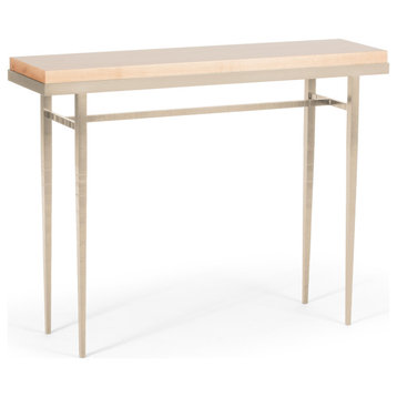 Wick 42" Console Table, Soft Gold Finish, Maple Natural Accents