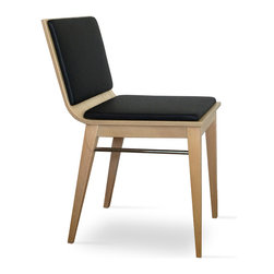 CORONA NATURAL ASH DINING CHAIR - BLACK LEATHERETTE PAD - Dining Chairs