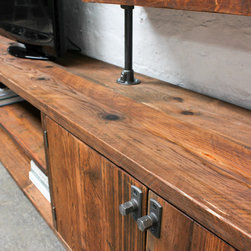 Hector Reclaimed Chestnut Stained Scaffolding Board and Steel Pipe Shelving Unit - Storage Cabinets