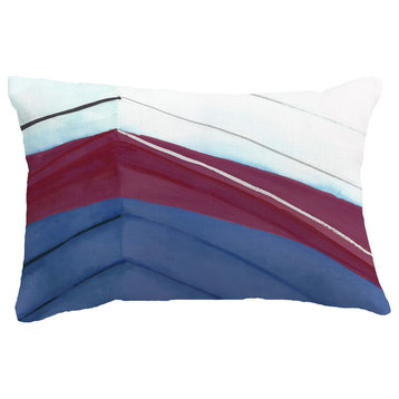 Boat Bow Left Geometric Print Pillow With Linen Texture, Royal Blue, 14"x20"