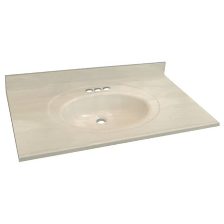 Transolid Cultured Marble 31"x22" Vanity Top, White on Bone