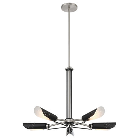 Kovacs P1695 Turbine 5 Light 28"W Chandelier - Coal / Brushed Nickel