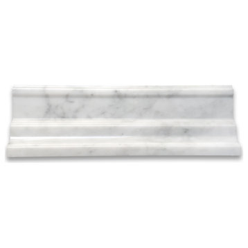 Carrara White Marble Large Cap Crown Square Edge Trim Molding Polished, 1 piece