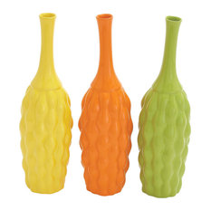 Set of 3 Multi Colored Ceramic Coastal Vase, 5" x 18" 52383