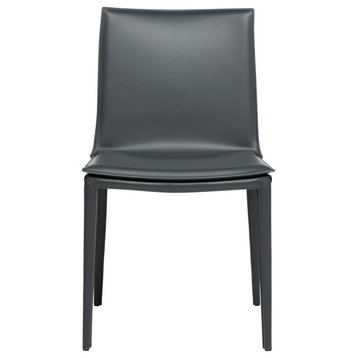 Elite Living Hilton (Set of 2) Modern Leather Upholstered Dining Chair, Gray