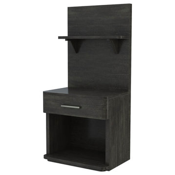 Estherville Modern Charcoal Grey Wooden Bookcase Nightstand