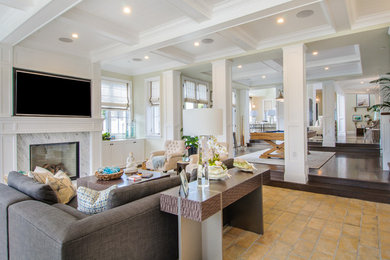 Beach style family room photo in Los Angeles