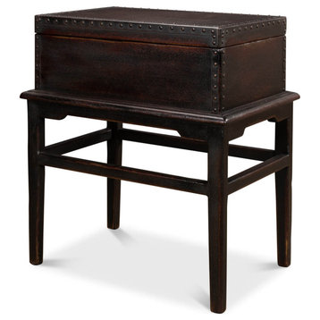 Asian Style Leather Box on Stand