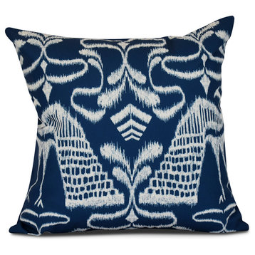 26x26", Crown, Animal Print Pillow, Blue