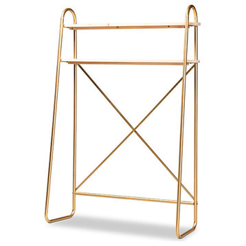 Charity Brushed Gold Metal Over Bed Shelving Unit Twin