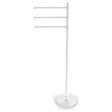 49" Towel Stand with 3 Pivoting Arms, Matte White