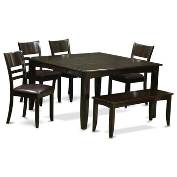 East West Furniture Parfait 6-piece Dinette Set with Bench in Cappuccino