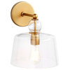 Industrial style Metal Sconce,  Glass Shade Gold