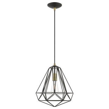 Knox 1 Light Textured Black With Polished Chrome Accents Pendant