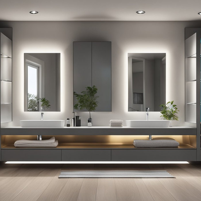 A view of a modern bathroom
