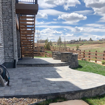 Back yard Renovation - Interlocking Paver Patio, firepit, sitting wall,