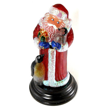 Old World Christmas Santa with Penguin Pals Christmas Light Figurine, 11