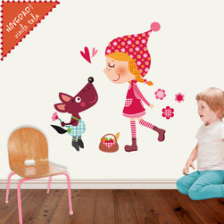 Vinilo infantil de tela Love Caperufeliz y el lobo - Kids Wall Decor