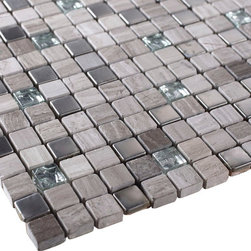 Light Grey Luxury Square Pebble Stone with Stainless Steel Mosaic Tiles - Home Accessories & Decor