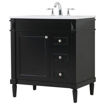 Elegant Decor Bennett 32" Aluminum MDF Single Bathroom Vanity in Black