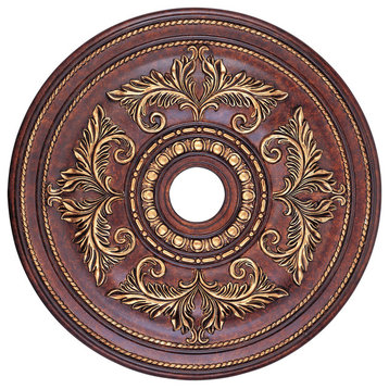 Ceiling Medallion, Verona Bronze With Aged Gold Leaf Accents