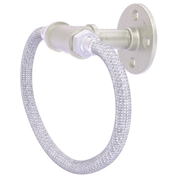 Pipeline Towel Ring with Stainless Steel Braided Ring, Satin Nickel