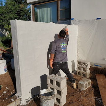 free standing wall and santa barbara stucco