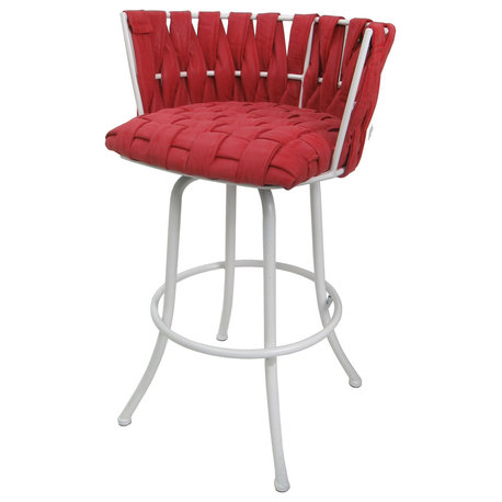 Metalona Counter 26" 30" Extra Tall 34" Metal Bar Stool, Red, 30"