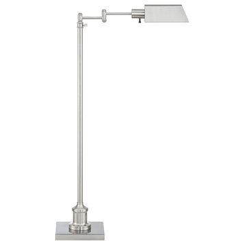 Traditional Pharmacy Floor Lamp, Adjustable Swing Arm, Brushed Nickel