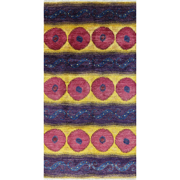 6'x12' Modern Collection Oriental Hand Knotted Ikat Wool Rug, MC268