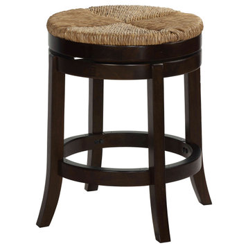 Hennepin Solid Wood Backless Swivel Counter Stool, 24" Straw Seat