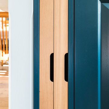 Copper, grey, and blue colour palette for new Kitchen Design