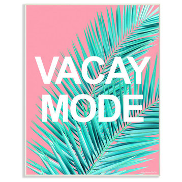 Vacay Mode Neon Palm Leaf Wall Plaque Art, 10x15